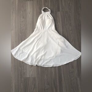 White halter neck dress